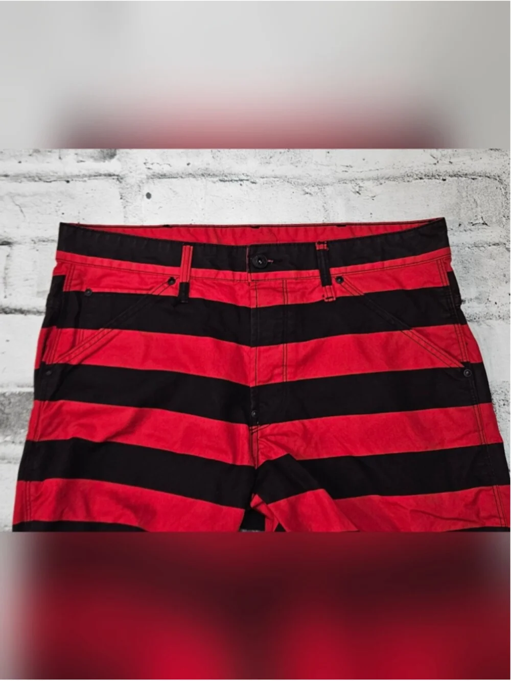 G Star RAW 5622 3D Tapered Red Black Striped Jeans W32 L30